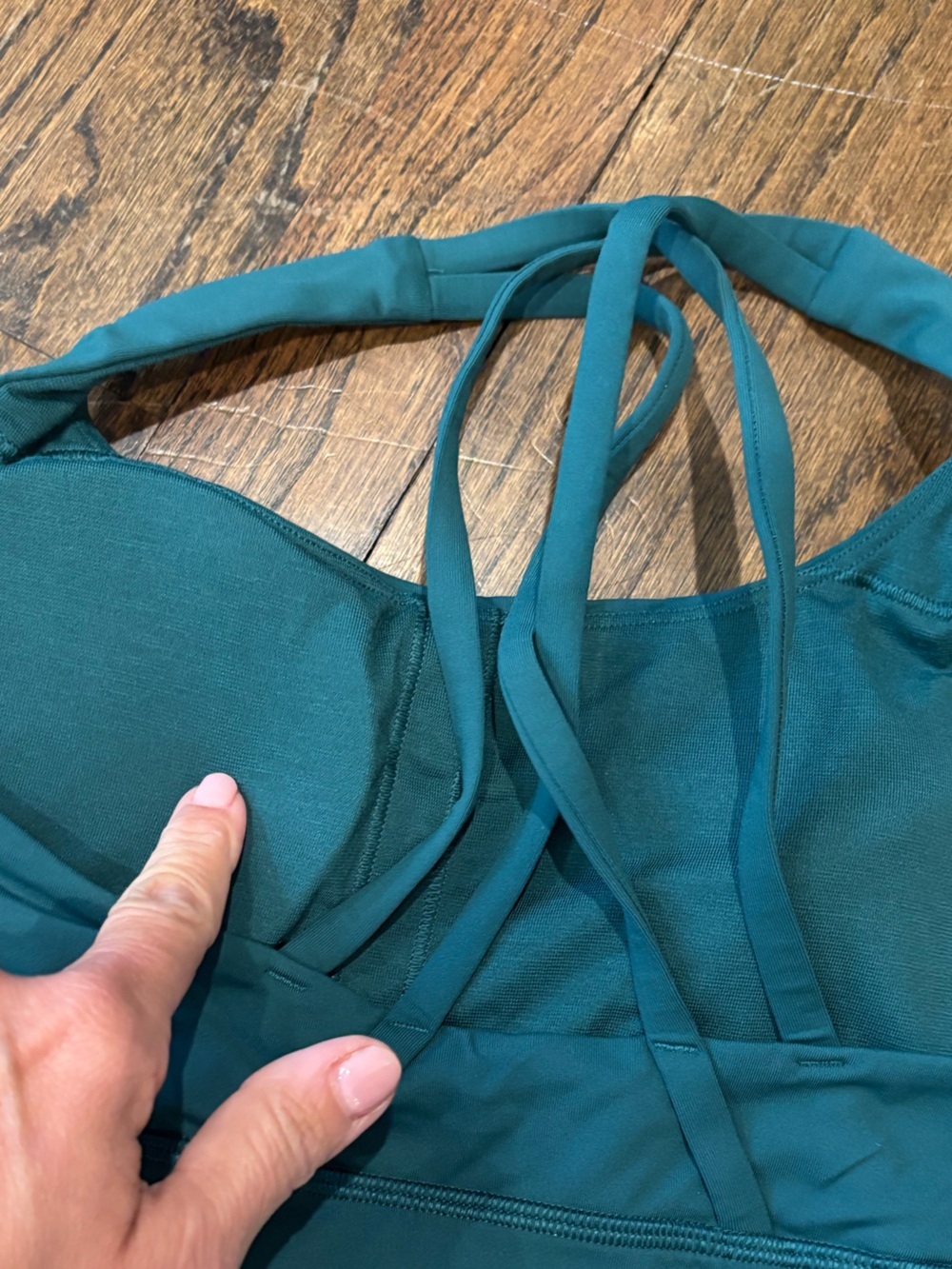 lululemon athletica teal lined pattern Strappy Sports Bra women’s size 6 - Picture 3 of 8